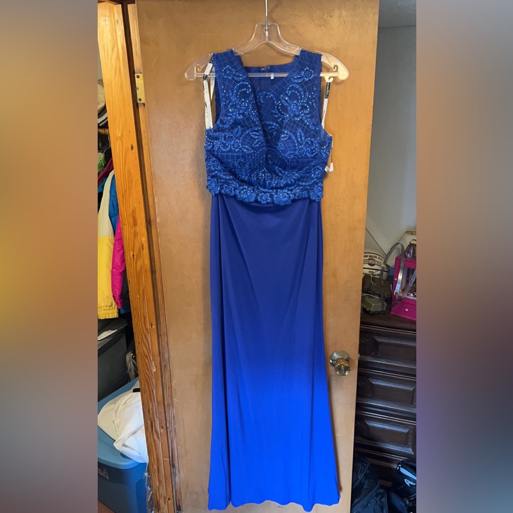 Flair New York Blue 2 Piece Prom Dress